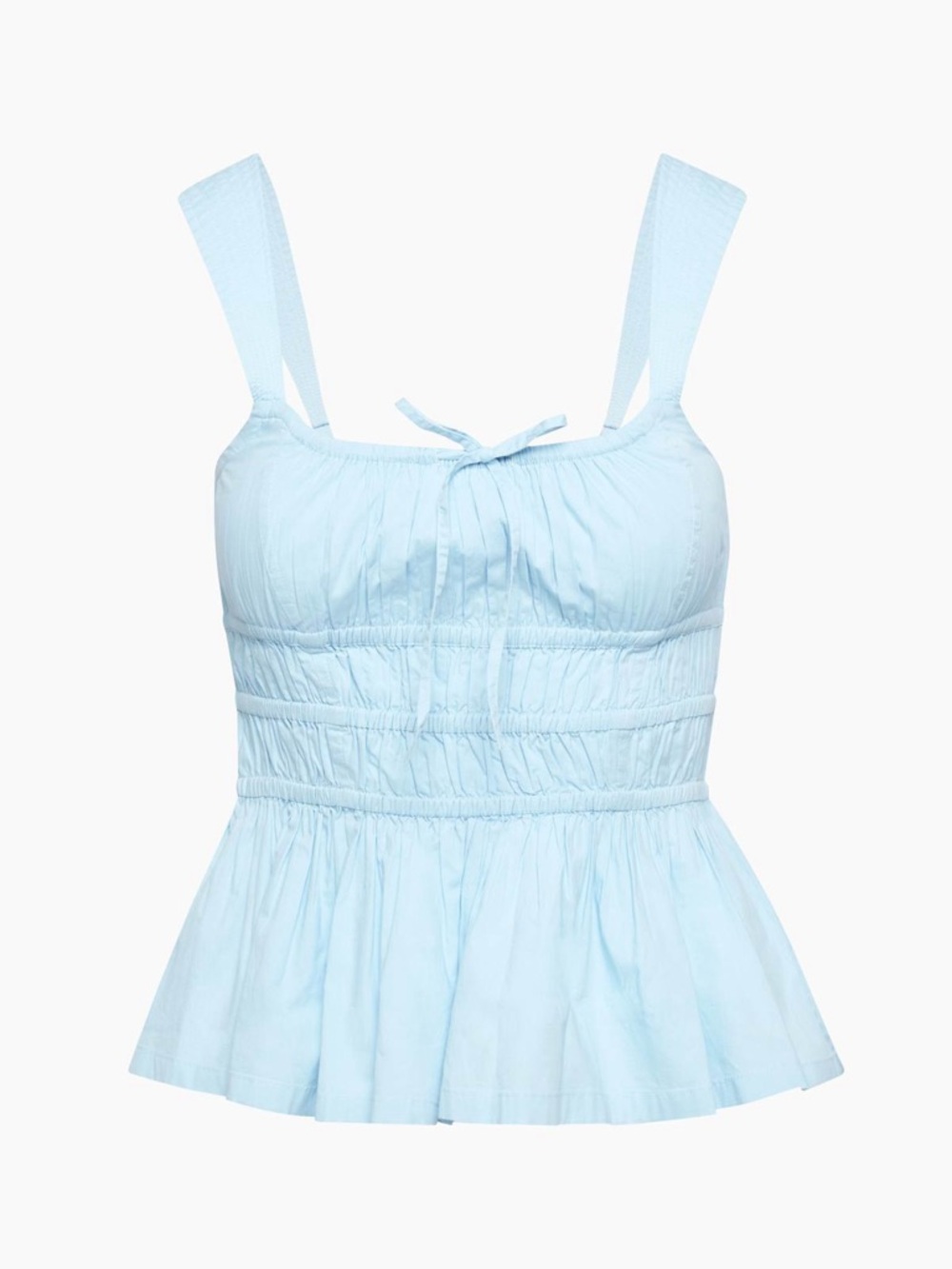 Aritzia Light Blue Smocked Peplum Tank Top